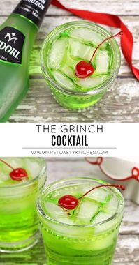 The Grinch Cocktail by The Toasty Kitchen #cocktail #alcoholic #drink #recipe #green #midori #melon #liqueur #grinch #thegrinch #christmas #holiday