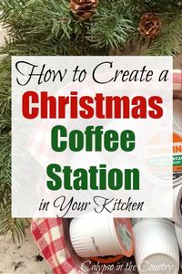 Christmas coffee bar decorating ideas for the kitchen countertop. Simple ways to create a coffee station for holiday entertaining. Welcome holiday guests with a cup of coffee from your home coffee station. Includes Christmas decorating ideas, coffee themed shopping ideas for gifts or yourself, ideas for coffee station essentials and a few coffee recipe ideas. See all the Christmas coffee station ideas on the blog!