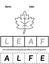 Print 10 Free Letter Matching Worksheets for Preschool!  Leaf Worksheets | Fall Worksheets for Preschool | Alphabet Activities for Preschool