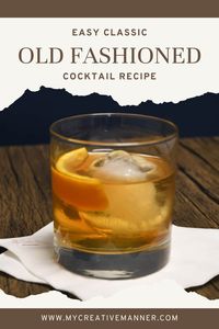 This classic recipe for an old fashioned is made with Buffalo Trace bourbon, angostura aromatic bitters, water, and sugar. Garnished with a simple orange peel and served with a large ice cube in a rocks glass.