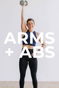 Build muscle, get your heart rate up, and burn calories using my new favorite workout format: DROP SETS! This 45-Minute ARMS AND ABS workout is an efficient way to build muscle in your upper body and tone your abs. The workout targets the biceps, triceps, chest, back, shoulder and core muscles. Get toned arms and sculpted abs using a set of dumbbells!