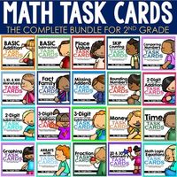 This math resource provides you with 26 different sets of math task cards. These resources come with a full color version and black and white version for your printing needs. It also includes a student response sheet and answer key.