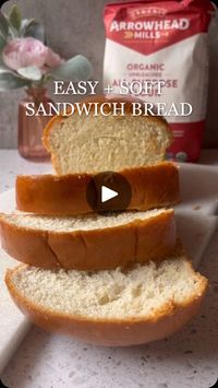 8K views · 1K reactions | Experience the joy of baking with this easy, soft homemade bread recipe. Perfectly fluffy and delicious, it’s the only recipe you’ll ever need for fresh, warm bread at home.

Save this recipe for the full details below!

Ingredients:
*3 cups Arrowhead Mills Organic All Purpose Flour
*1 1/2 tsp instant yeast
*1 1/2 tbsp sugar
*1 1/2 tsp salt
*1 cup lukewarm water
*1/2 cup warm milk (non-dairy milk works too)
*3 tbsp softened butter (for greasing the loaf pan)
*1 tbsp olive oil

Instructions:
1. In a large bowl, mix the flour, yeast, sugar, and salt. Pour in the lukewarm water and milk. Stir to combine until a sticky dough ball forms. Knead for 6-8 minutes on a lightly floured surface. Place the dough into a clean, oiled bowl. Cover the bowl and allow the dough to r