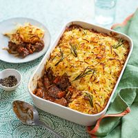 Slow-cooked lamb pie with potato rosti