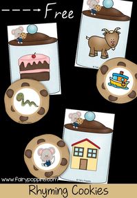 These free rhyming cookies help kids learn to identify words that rhyme. They feature a cute cookie theme. Great for preschool and kindergarten literacy centers. #rhymingactivities #rhyminggames #preschoolliteracy #kindergartenliteracy #phonologicalawareness