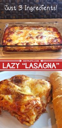 3 Ingredient Baked Ravioli (Lazy Lasagna)-- super quick and easy dinner idea the entire family will love! Instrupix