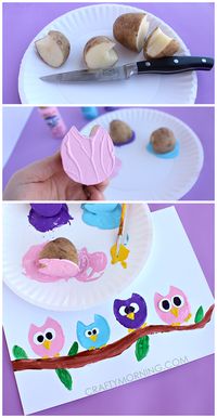 Potato Print Owl Craft for Kids