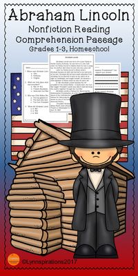 This reading comprehension passage about Abraham Lincoln for grades 1-3 can be used in your class to help your students with reading comprehension skills as well as with test taking skills.  Please take a preview peek!   Included: An engaging passage with 4 multiple choice questions and 2 written responses