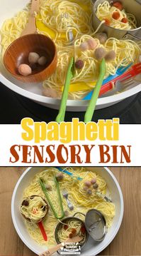 Spaghetti Sensory Bin for Toddlers and Preschoolers - Happy Toddler Playtime