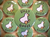 A Silly Goose pin for those who are silly! Art designed and made by me, a young artist working at home, hoping to make this my full time job! I hope my art will bring you as much joy as it brings me to make it! **Update as of Oct. 10th: These are now reinforced with hot glue to ensure they won't all apart! Size: - 1.25in x 1.25in Materials: -Metal -Plastic Shipping: -Via USPS -Eco friendly yet safe packaging! -Recyclable :) *Color may differ slightly from photos Check out my other cute stickers,