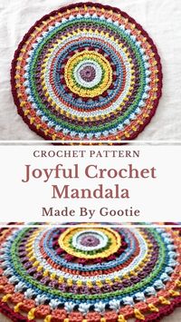 This crochet mandala pattern is the perfect project to use up all your yarn scraps. So all you have to do is go and shop your stash. The PDF pattern provides a step-by-step photo tutorial for crocheting the round mandala and the PDF pattern contains both reading instructions and 60 photos. Detailed tutorials are provided to aid you with the more complicated crocheted stitches. #crochetmandala #mandelapattern #crochettrivet