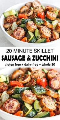 20 Minute Dinner Skillet Sausage and Zucchini Recipe