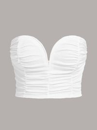 White Sexy Collar Sleeveless Knitted Fabric Plain  Embellished Medium Stretch Summer Women Plus Clothing