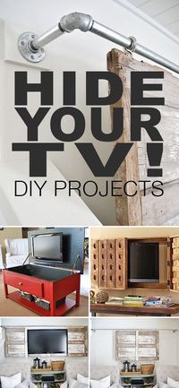 Hide Your TV! • DIY projects, ideas and tutorials. Explore this blog post to find out different ways to hide your TV! #hideyourtv #hidetv #DIY #disguiseyourtv #DIYhomedecor