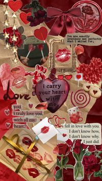 #Red #collage #roses #kisses #letters #love #hearts #stars #quotes #pinterest