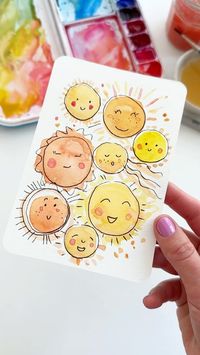 Anna Koliadych | The cutest watercolor card that everyone can paint 🎨 ; it’s just so easy and fun 🌞☀️😌🥰🎨 #watercolor#watercolorcard #watercolorusa… | Instagram