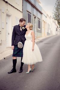 Pale blue shoes + a kilt!