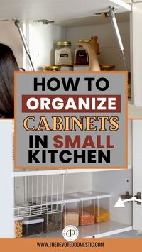 Not sure how to organize cabinets in small kitchen once & for all? Learn 17 GENIUS storage ideas for small kitchen cabinets & unique kitchen cabinet organization ideas, that'll help you maximize space in unexpected ways - without breaking the bank either!