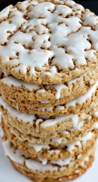 Old-Fashioned Iced Oatmeal Cookies ~ These ‘homemade’ Iced Oatmeal Cookies are so much better than store-bought... They are soft with crispy edges, sweet, but not overly so, and the cinnamon and nutmeg really shine.