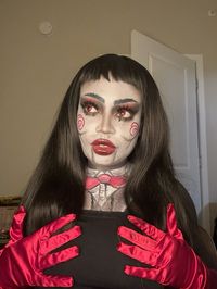 saw makeup halloween look inspo ❤️ #makeup #fyp #halloween #jigsaw #saw