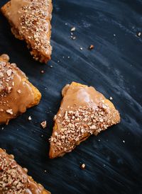 Pumpkin pecan scones with maple glaze