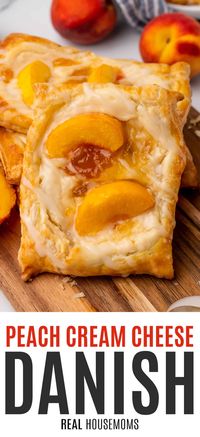 Peach Cream Cheese Danish is a delicious sweet treat for breakfast or brunch, with an irresistible filling and a flakey puff pastry crust! #Realhousemoms #peach #creamcheese #danish #breakfast #brunch #sweet #creamcheese #jelly