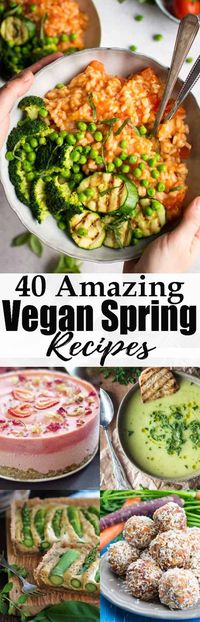 If you're looking for vegan spring recipes, this is the perfect roundup for you! It includes fresh and light vegan dinners, vegan desserts, and also vegan Easter recipes! Find more vegan recipes at veganheaven.org! 