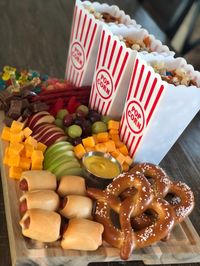 A spread of concession stand favorites family movie night