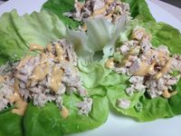 Spicy Tuna Lettuce Wraps. Perfect Meal for Atkins Phase 1 •white albacore •light mayo •green onions •lettuce •Taco Bell's Spicy Ranchero (drizzle)