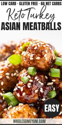 Keto Baked Asian Turkey Meatballs Recipe - Learn how to make healthy, keto Asian turkey meatballs that are full of flavor, with 10-minute prep! This baked ground turkey meatball recipe has simple… More