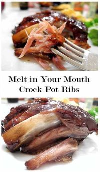 Melt in Your Mouth Crock Pot Ribs - Delicious zesty and sweet pork ribs cooked in the crock pot until they melt in your mouth!