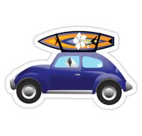 "Skye Terrier Driving a Cute Car with a Surfboard on Top" Stickers by TriPodDogDesign | Redbubble