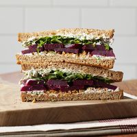 Pickled Beet, Arugula & Herbed Goat Cheese Sandwich