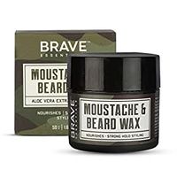 Brave Essentials Beard & Moustache Wax Long Lasting Strong Hold Styling | Moisturized & Nourished | Matte Finish | Non Greasy - 50G, Transparent