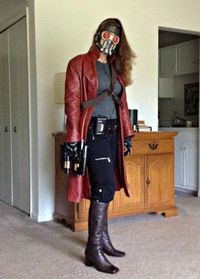 If you are looking for DIY villain costumes for female Marvel cosplay, then try to be the girl version of Star-Lord! Simply wear a red leather long coat, leather pants, boots, and a gray shirt  #MarvelCosplayQueen #SuperheroStyle #FemaleMarvelCosplay #CosplaySuperstar #MarvelHeroineChic #EpicCosplayIdeas #HottestSuperhero #MarvelCostumeMagic #CosplayTransformation #HeroineCosplayVibes