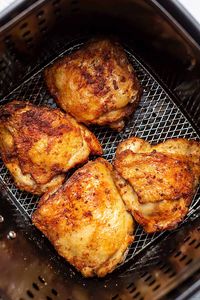 Pull those bone in, skin on chicken thighs out of the refrigerator and make these air fryer crispy chicken thighs tonight!