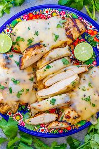 Grilled Salsa Verde Chicken with Pepper Jack - Averie Cooks