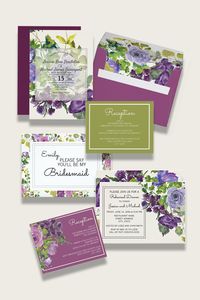 Elegant botanical watercolor floral wedding suite in plum purple and green.  Pieces can be mixed and matched to suit your needs.  This collection is always growing and can grow to include your own ideas for your wedding stationery.  Just contact me and let me know what you would like to see in this suite or any suite in my shop.