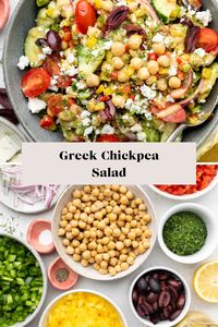 A simple Greek Chickpea Salad made with canned chickpeas, crisp veggies, salty feta cheese, and a super easy Greek vinaigrette.