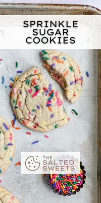 These sprinkle sugar cookies are the perfect combination of crispy, chewy and fun. A classic sugar cookie with sprinkles added for a colorful twist!