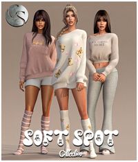 This loungewear/sleepwear sims 4 cc collection includes - Sweater Dress + Sweater & Shorts (Full Body) + Sweater & Pants(Full Body) + Socks (Shoes in game)  Early Access - this collection will be free after 14/12/2024