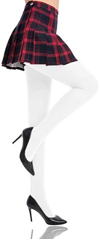 HONENNA Women's Control Top High Elastic Soft Opaque Pantyhose Tights (Pure white, L/XL) at Amazon Women’s Clothing store