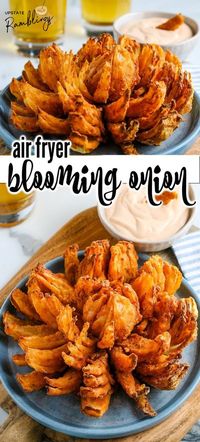 This air fryer blooming onion looks difficult to make, but it really isn�t. Once you learn how to cut the onion you can make this fun appetizer and amaze your family and friends! Make this restaurant quality appetizer at home.