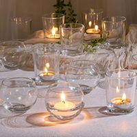 PRICES MAY VARY. 🌺24PCS ASSORTED CANDLE HOLDER🌺 : These charming cute candle holders are made of thick & strong glass, which are durable and not easy to break. Each order will consist of 12pcs Regular Glass Votives and 12pcs Bowl Glass Votives .(Candles Excluded) 🌺CUTE SIZE🌺: The ROUND votive tealight candle holder is 2ʺ diameter (top) and 2ʺ height approximately, the regular candle holder is 2.17ʺ diameter (top) and 2.6ʺ height approximately. We recommend to use the votives, tea lights, Led