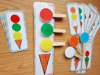 Fun Ice-cream busy bin activity for age 2+ Great way to keep your little one busy and entertained. Come with 30 pattern cards and 6 wooden pegs. NOTE TO BUYERS: Standard shipping rate DOES NOT include tracking information. Tracking information is only available if you upgrade your shipping option. We cannot replace or refund any items lost in the mail. Please read the shipping policies before you purchase. Thank you.