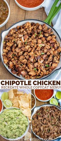 Chipotle Chicken (Copycat) recipe captures the exact Chipotle flavors for you at home with the chili, garlic, cumin and vinegar notes without leaving home! #chipotle #chicken #copycat #mexicanfood #grilled #dinner #dinnerthendessert