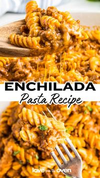 This 30 minute, easy dinner recipe is all you'll ever want to make! cheesy, flavorful, and so comforting, this Enchilada Pasta is exactly what you need to make dinner time easy and delicious.