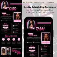 PLR Acuity Scheduling Template Hair, DIY Acuity Site for Hair, Booking Site, Acuity Template Hair Trendy Pink Black White Canva Template PLR Commercial Use ⭐️ WELCOME TO AHJIN HUB ⭐️ We are your source and destination of all things template ideas. Keep Your Lash Business Organized with this Minimal and Neutral Acuity Website Template for Lash Tech! Upgrade your Acuity Scheduling website with this collection of 8 fully customizable templates! Using our aesthetically pleasing templates will help y