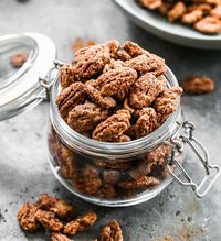 These easy Candied Pecans crunchy and sweet with perfect caramelized pecans flavor. They're great for topping on salads, as part of a charcuterie board, giving as holiday gifts, or to enjoy as a snack.