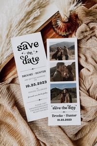 Modern Minimalist Retro Save the Date Template Printable Save the Date With Photo DIY Photo Booth Strip Card Editable Template Invitation M4 - Etsy